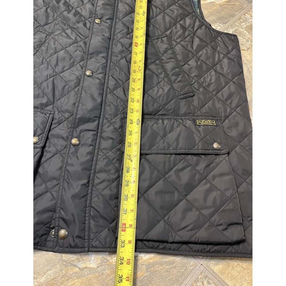 Polo Ralph Lauren Quilted Vest Mens 2XLT Black Plaid Lined Equestrian Polo Club - Picture 9 of 9